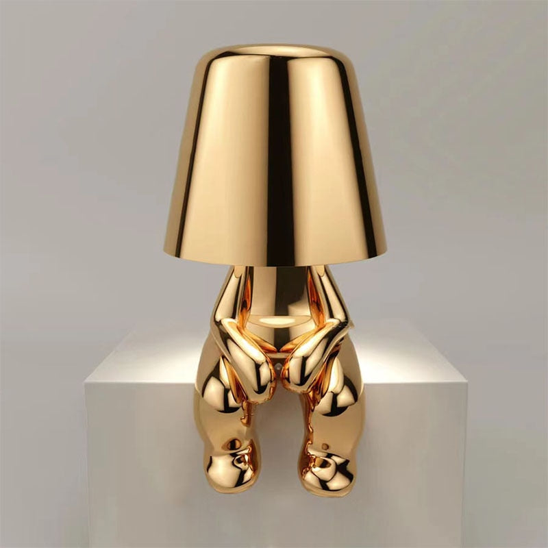 Stijlvolle Oplaadbare Lamp met Warm Licht - Modern Design voor Woonkamer, Slaapkamer en Kantoor Zittend Goud