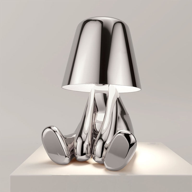 Stijlvolle Oplaadbare Lamp met Warm Licht - Modern Design voor Woonkamer, Slaapkamer en Kantoor Ontspannend Zilver