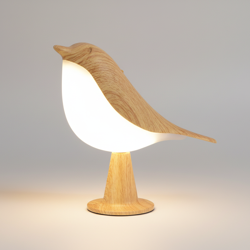 Stijlvolle Vogellamp met Energiezuinige LED Verlichting voor Modern Interieur – Perfect als Hanglamp of Staande Lamp Eik
