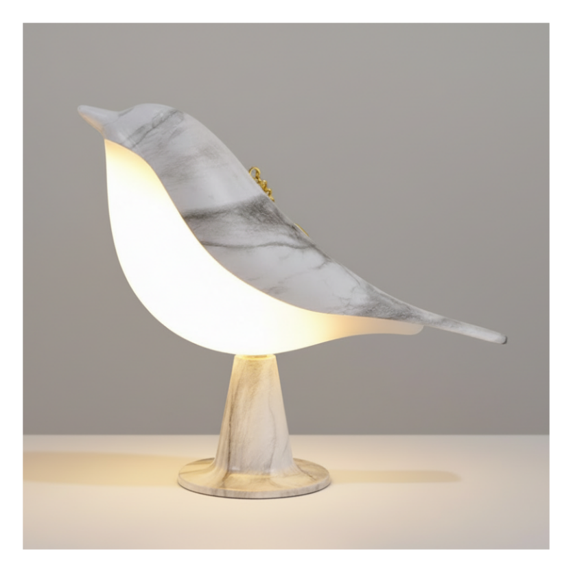 Stijlvolle Vogellamp met Energiezuinige LED Verlichting voor Modern Interieur – Perfect als Hanglamp of Staande Lamp Marmer