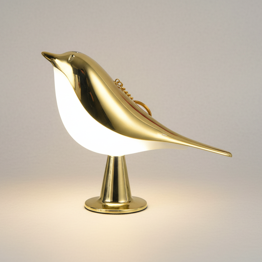 Stijlvolle Vogellamp met Energiezuinige LED Verlichting voor Modern Interieur – Perfect als Hanglamp of Staande Lamp Goud