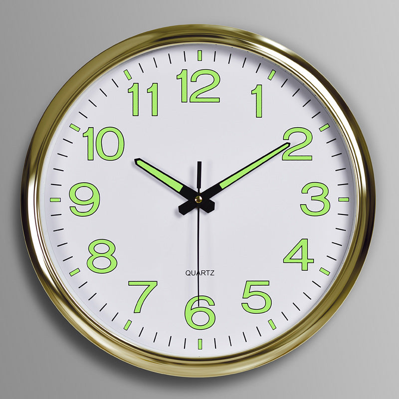 Stille Wandklok met Glow in the Dark - Modern Design voor Slaapkamer 30 cm Goud Wit