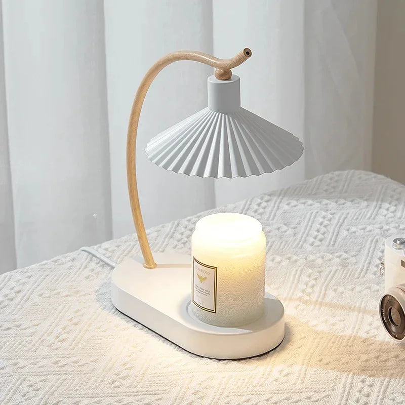 Tafellamp Kaarsenwarmer met Elegante Verlichting en Multifunctioneel Ontwerp – Zwart met Gouden Accenten, LED Verlichting Wit