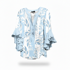 Tina | Dames Blouse - Elegante Stijl met V-Hals en Ruches Lichtblauw