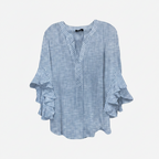 Tina | Dames Blouse - Elegante Stijl met V-Hals en Ruches Blauw