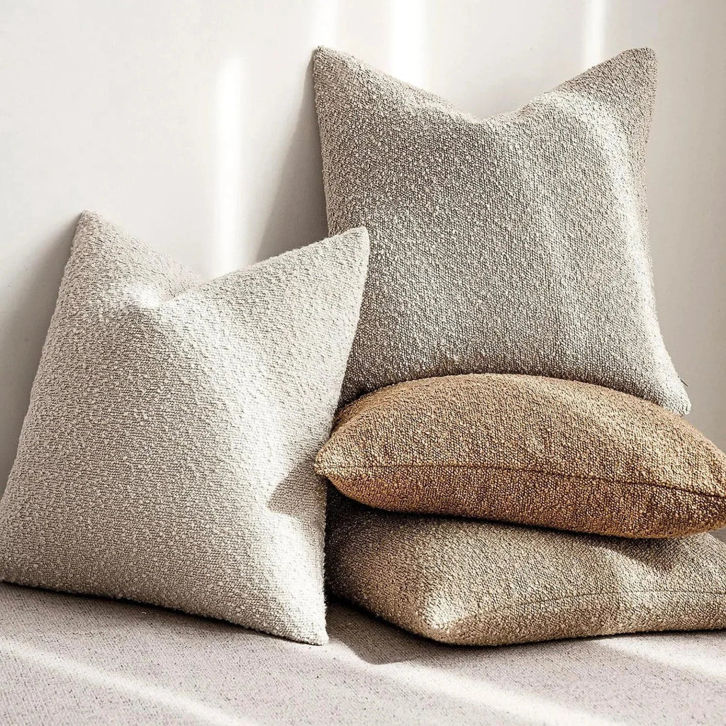 Tulum Kussenhoes van Luxe Bouclé-Stof – 45x45 cm voor Elegante Interieurs in Neutrale Kleur