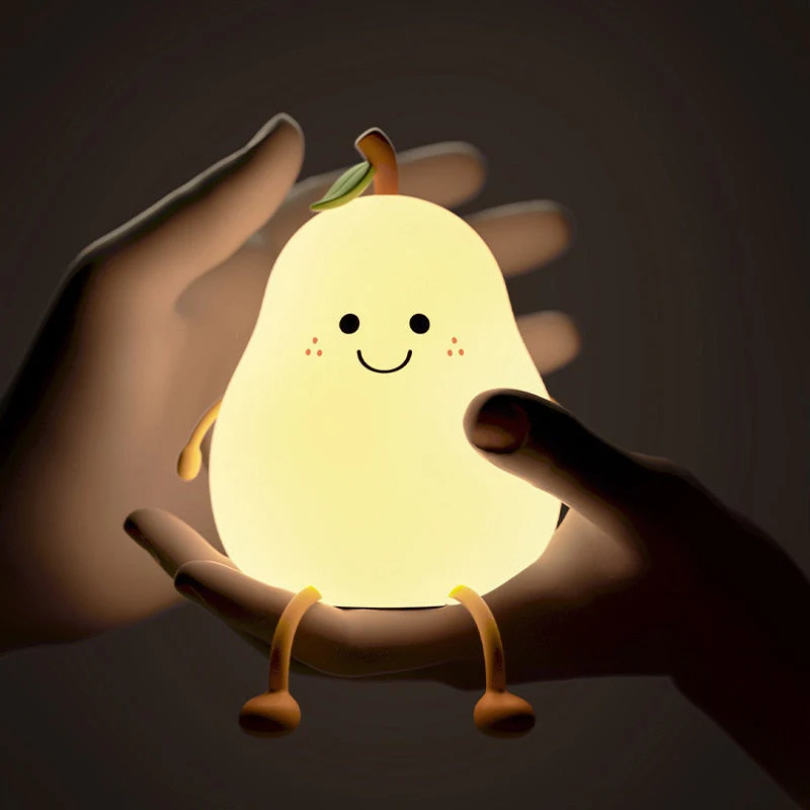 Vrolijk Nachtlampje voor Kinderen – Peer Nachtlampje LED, Kleurrijk Licht voor de Kinderkamer met Aan/Uit-knop – HappyPear