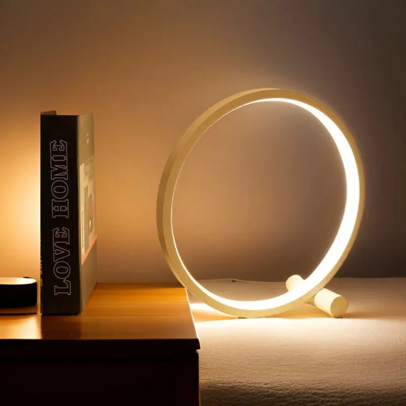 Dimbaar LED Nachtlampje – Ronde Design Tafellamp, Minimalistische Nachtkastlamp in Zwart of Wit – LumaCircle Wit