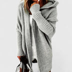 Chāme | Dames Gebreid Lang Vest met Capuchon en Open Voorzijde - Comfortabele Oversized Cardigan met Steekzakken