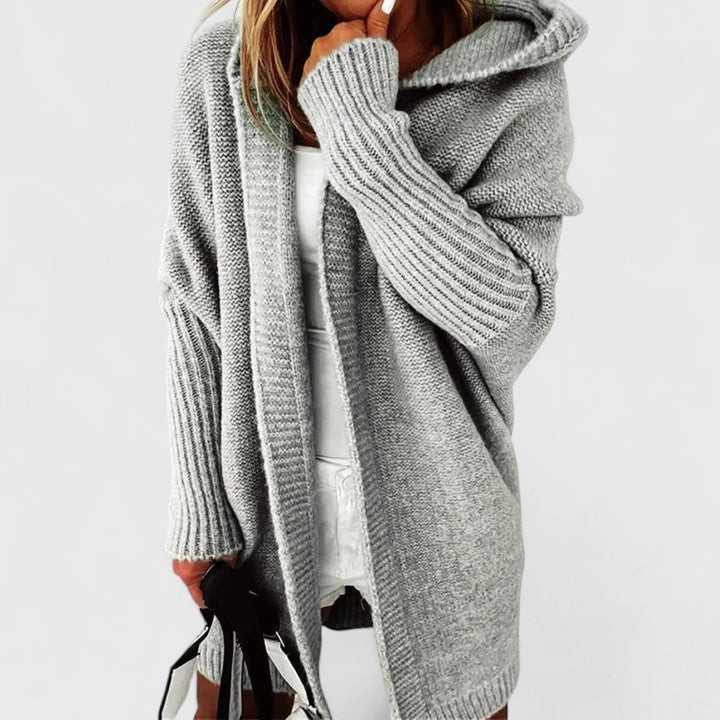 Chāme | Dames Gebreid Lang Vest met Capuchon en Open Voorzijde - Comfortabele Oversized Cardigan met Steekzakken