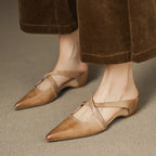 Velo | Dames Muiltjes - Echt Leer, Verhoogde Hak 3-5 cm, Chique Design
