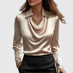 Vera | Dames Blouse - Zachte Glans, Elegante Stijl Goud