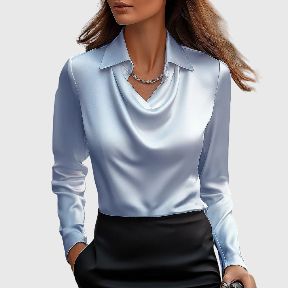 Vera | Dames Blouse - Zachte Glans, Elegante Stijl Lichtblauw