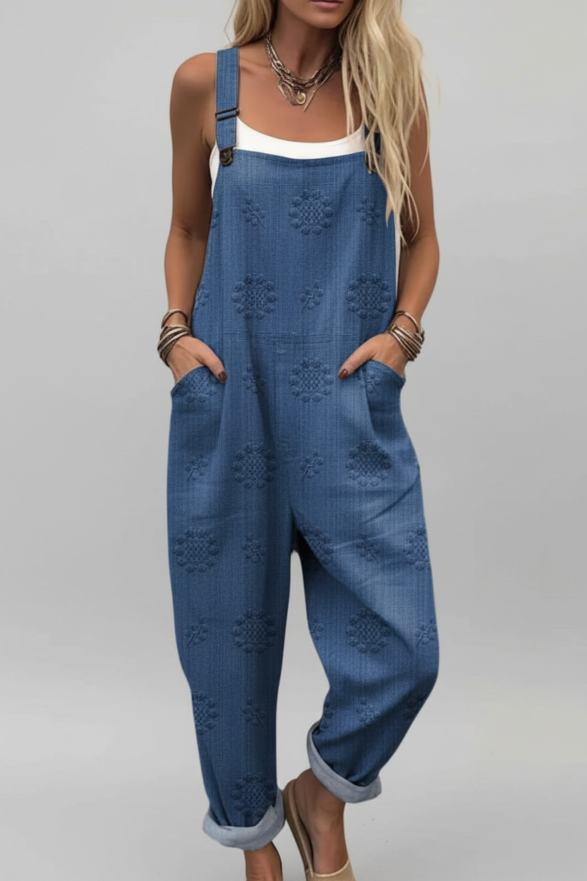 Evangeline | Jumpsuit Dames - Vintage Ademend Blauw