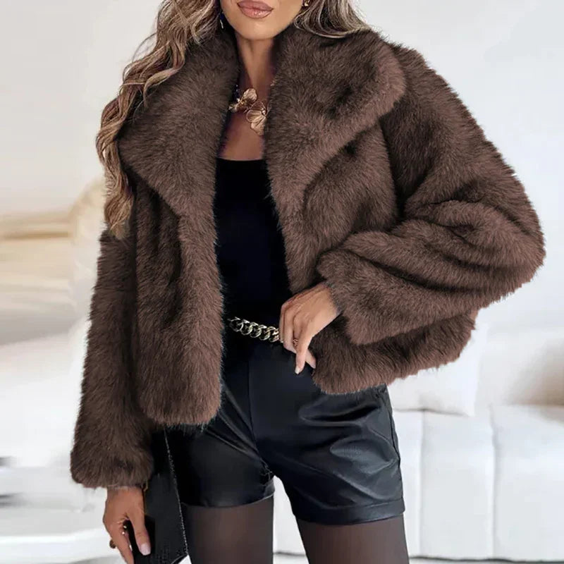 Inspire | Warm en Zacht Dames Kunstbont Winterjack - Korte Fluffy Faux Fur Jas met Kraag en Ritssluiting