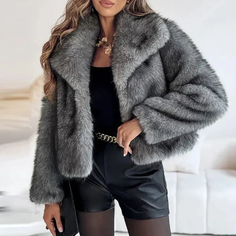 Inspire | Warm en Zacht Dames Kunstbont Winterjack - Korte Fluffy Faux Fur Jas met Kraag en Ritssluiting