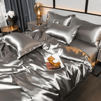 Zijden Beddengoedset 100% Moerbeizijde voor Luxe Slaapervaring – Ivoor, Champagne, Grafietgrijs, Roze, Middernachtblauw Zilver