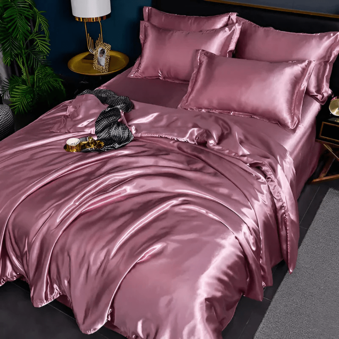 Zijden Beddengoedset 100% Moerbeizijde voor Luxe Slaapervaring – Ivoor, Champagne, Grafietgrijs, Roze, Middernachtblauw Roze