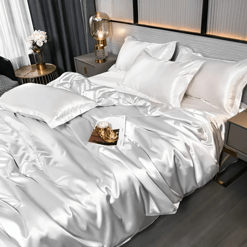 Zijden Beddengoedset 100% Moerbeizijde voor Luxe Slaapervaring – Ivoor, Champagne, Grafietgrijs, Roze, Middernachtblauw Wit