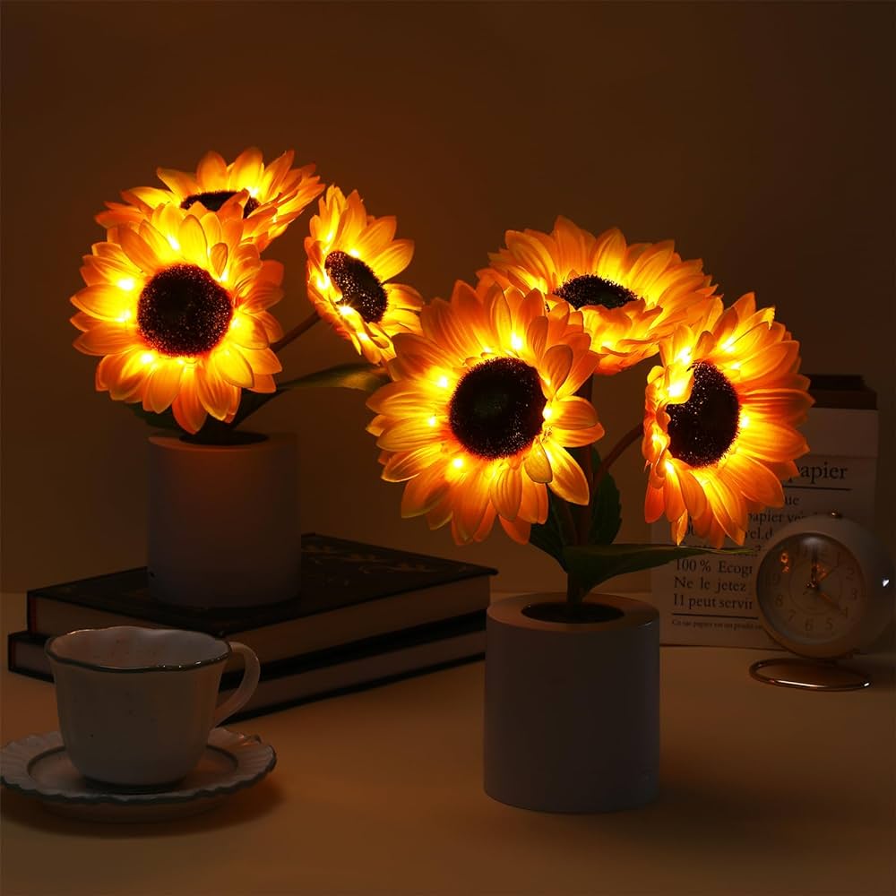 Zonnebloemlamp met Warme Gloed – Decoratieve LED Verlichting voor Natuurlijke Sfeer in Elke Kamer