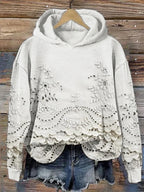 Parsha | Dames Hoodie met Geborduurd Bloemenmotief - Comfortabele Oversized Capuchontrui met Kangoeroezak