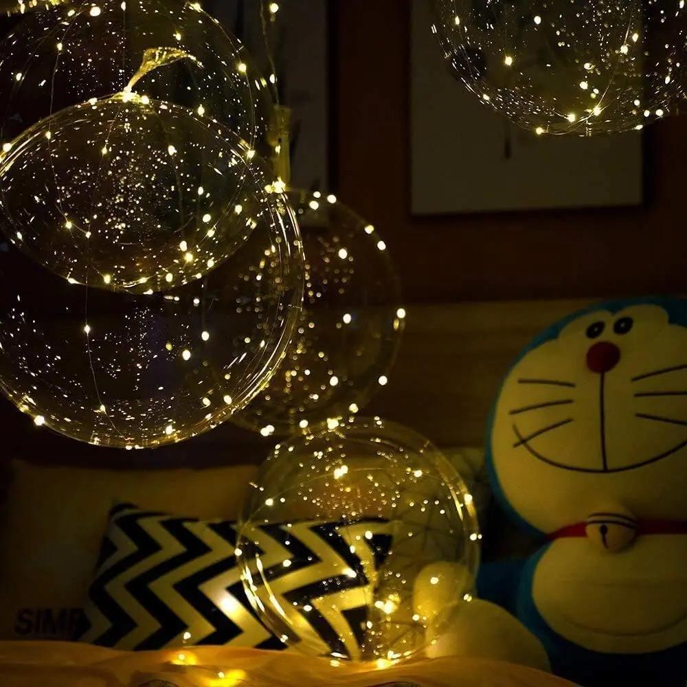 LED Ballonnen Transparant Warm Wit 45cm Set van 10 Stuks met 3m Lichtdraad, Herbruikbaar en Latexvrij, voor Verjaardag, Bruiloft en Feestdecoratie, Batterij
