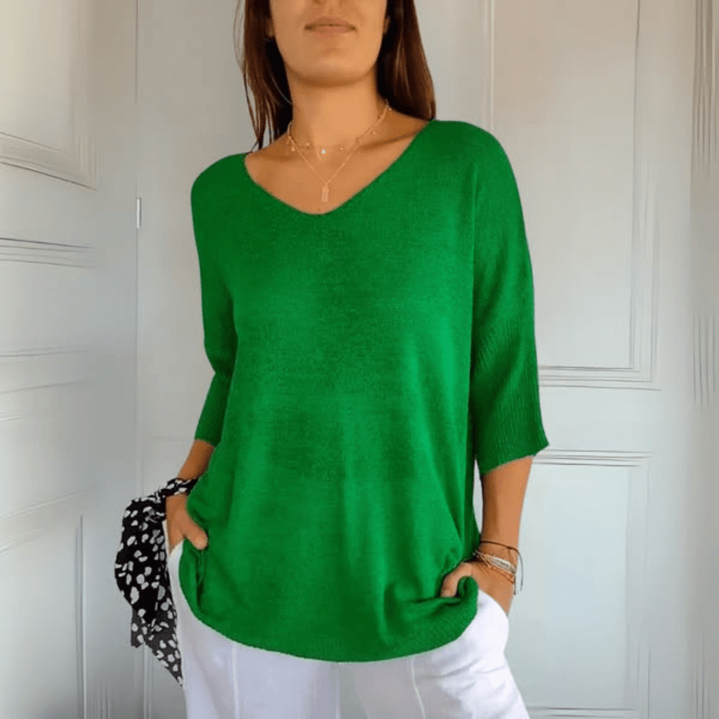 Ēden | Dames Gebreide Trui met V-Hals en Losse Pasvorm - Comfortabele Oversized Pullover en Luchtige Sweater