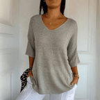 Ēden | Dames Gebreide Trui met V-Hals en Losse Pasvorm - Comfortabele Oversized Pullover en Luchtige Sweater