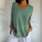Ēden | Dames Gebreide Trui met V-Hals en Losse Pasvorm - Comfortabele Oversized Pullover en Luchtige Sweater