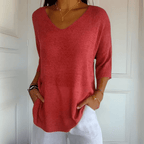 Ēden | Dames Gebreide Trui met V-Hals en Losse Pasvorm - Comfortabele Oversized Pullover en Luchtige Sweater