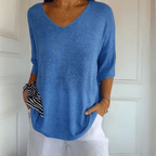 Ēden | Dames Gebreide Trui met V-Hals en Losse Pasvorm - Comfortabele Oversized Pullover en Luchtige Sweater