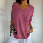 Ēden | Dames Gebreide Trui met V-Hals en Losse Pasvorm - Comfortabele Oversized Pullover en Luchtige Sweater