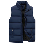 Figueral | Gevoerde Heren Bodywarmer Puffer Vest met Gestikte Look - Mouwloos Gewatteerd Wintervest met Ritssluiting & Opstaande Kraag voor Laagjes Blauw