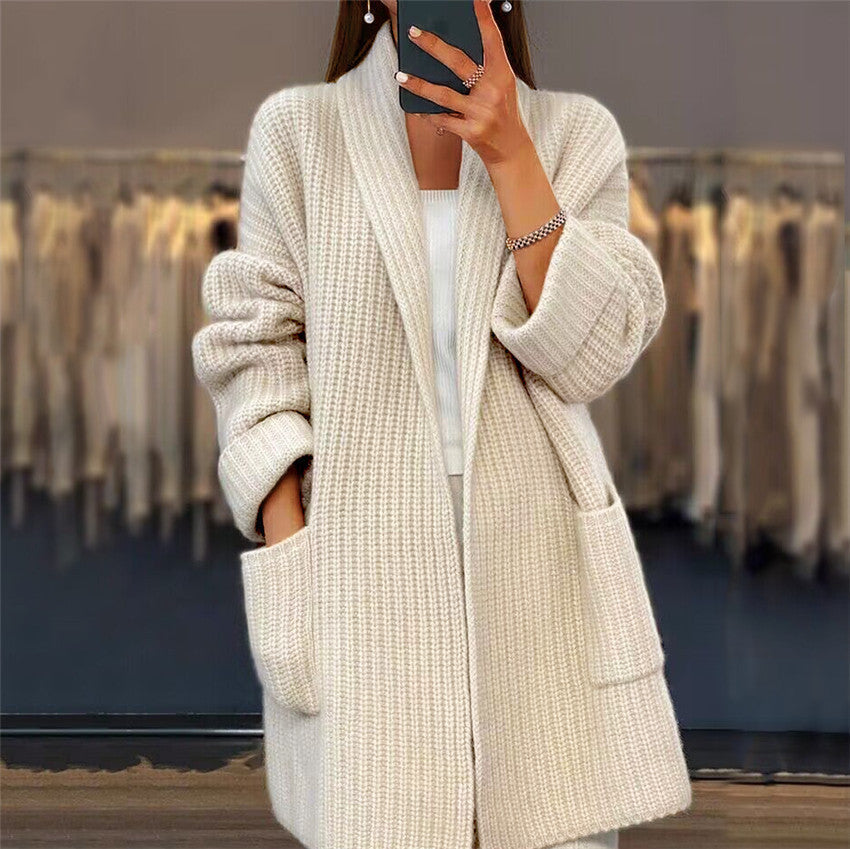 Isana | Dames Gebreid Vest met Open Voorzijde en Zakken - Comfortabele Lange Oversized Cardigan Zonder Sluiting