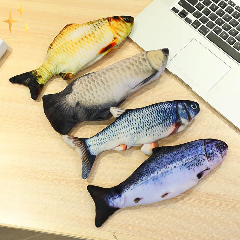 Bewegende Vis Kattenspeeltje – 4 Stuks Interactief Flapperende Vissen met Bewegingssensor, USB Oplaadbaar