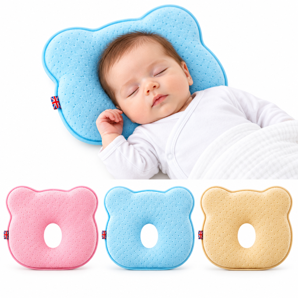 Baby Hoofdsteunkussen met Memory Foam – Kinderwagen Kussentje voor Dutjes, Ademende Stof, 4 Kleuren