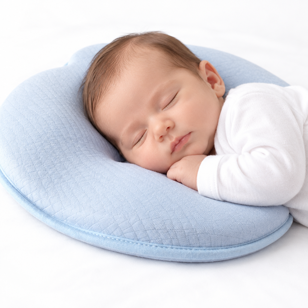 Baby Hoofdsteunkussen met Memory Foam – Kinderwagen Kussentje voor Dutjes, Ademende Stof, 4 Kleuren