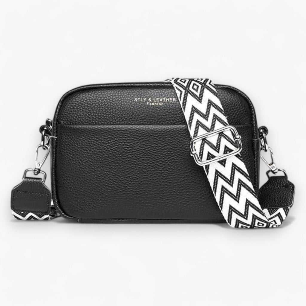 Amore | Crossbody Tas Dames - Zwarte Leren Schoudertas & Handtas met Verstelbare Schouderband, Meerdere Vakken & Ritssluiting Zwar