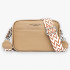 Amore | Crossbody Tas Dames - Zwarte Leren Schoudertas & Handtas met Verstelbare Schouderband, Meerdere Vakken & Ritssluiting Khaki