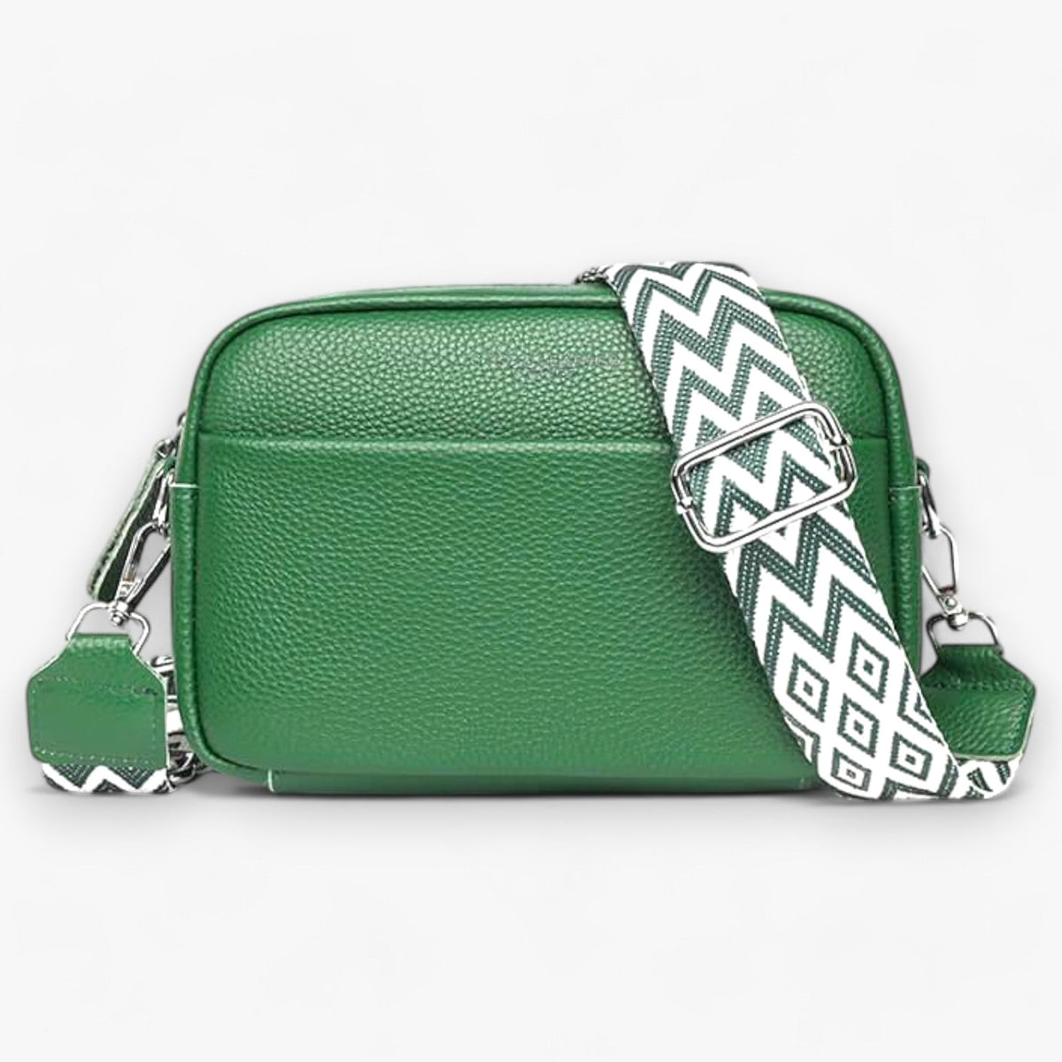 Amore | Crossbody Tas Dames - Zwarte Leren Schoudertas & Handtas met Verstelbare Schouderband, Meerdere Vakken & Ritssluiting Groen