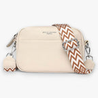 Amore | Crossbody Tas Dames - Zwarte Leren Schoudertas & Handtas met Verstelbare Schouderband, Meerdere Vakken & Ritssluiting Beige