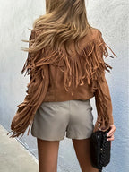 Bersh | Dames Suède Look Jas met Franjes - Boho Chic Franjejack