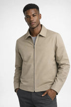Admire | Tussenjas Heren Slim Fit Rits Klassieke Kraag Smart Casual zomer Beige