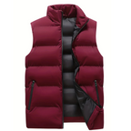 Figueral | Gevoerde Heren Bodywarmer Puffer Vest met Gestikte Look - Mouwloos Gewatteerd Wintervest met Ritssluiting & Opstaande Kraag voor Laagjes Rood