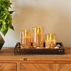 SerenityGlow | Vlamloze Kaarsenset - Set van 3 LED Kaarsen Echte Was & Timer Amber