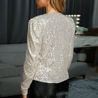 Isana | Elegante Dames Glinsterende Open Winterjas - Feestelijke Mantel met Glitters en Metallic Glans Zonder Sluiting