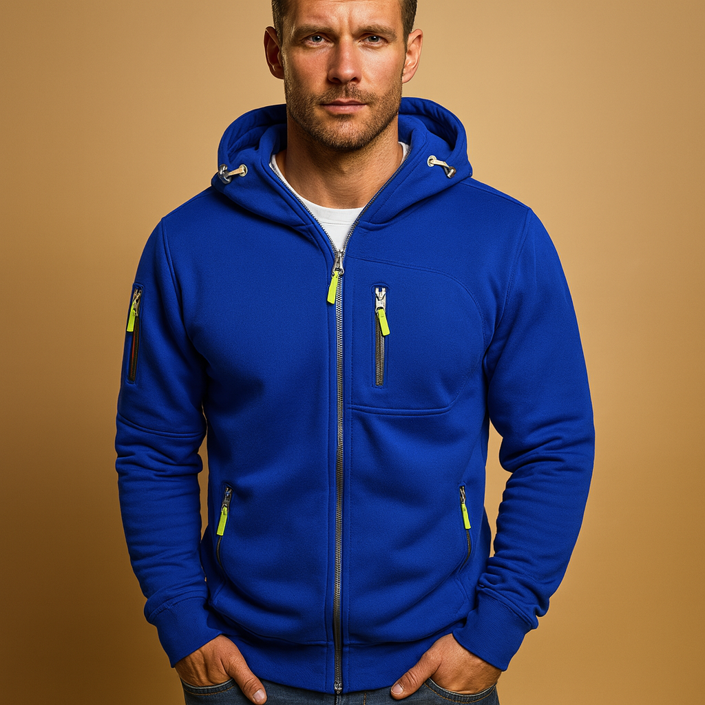 Hermosa | Heren Hoodie met Rits en Capuchon Comfortabele Pasvorm Blauw
