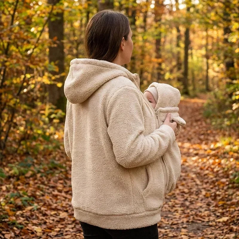 Zachte Fleece Draaghoodie met Voorzak voor Babydragen – Babydraag Hoodie voor Mama & Papa, 5 Kleuren, S–XXL