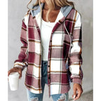 Parsha | Casual Dames Winterjack met Ruitpatroon en Capuchon - Gevoerd Geruit Shacket en Warme Houthakkersjas met Rits