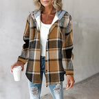 Parsha | Casual Dames Winterjack met Ruitpatroon en Capuchon - Gevoerd Geruit Shacket en Warme Houthakkersjas met Rits